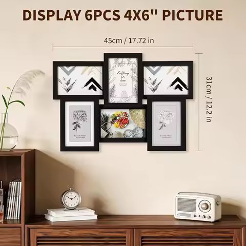 6PCS 4x6 Inch Home Living Room Wall Hanging Photo Frames Collage Picture Frame Wall Decor Set for We