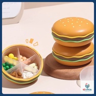 (SG 24H) Cute Burger Pill Organizer Portable 7 Grid Weekly Medicine Case Small Travel Vitamin Storag