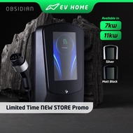 EV Home Obsidian - EV Charger Type 2 7kW 11kW RFID Card Smart App Control IP66 Extended Warranty