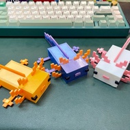 3D printed Minecraft Axolotl assembly model for display