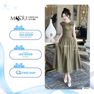 Designed Dress K40-D1-4 MDU4444 Moss Green with Exquisite Flower Appliques from MDU