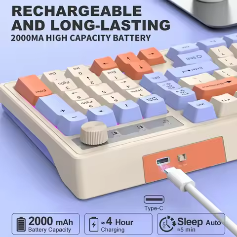 Tri-Mode Wireless Keyboard 2.4G Bluetooth 5.0/3.0 Dual Mode K98 Keyboard With RGB Backlight for Desk