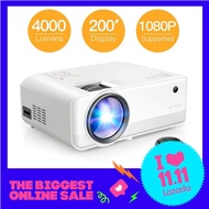 APEMAN Mini Projector 720P Native Support with 200” Display 4000 Lumens 50000 Hrs LED Life Dual Spea