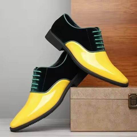 yellow blue red black oxford shoes man eleganti patent leather formal shoes man designer casual busi