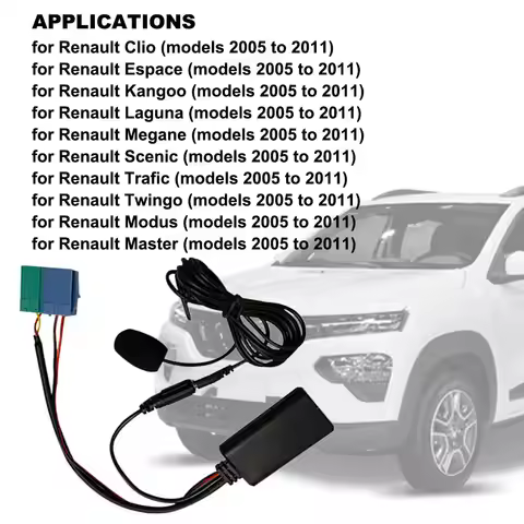 Biurlink Car Bluetooth Module AUX Adapter MIC Handsfree MINI ISO 6Pin AUX Cable for Renault Updateli
