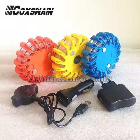 Rechargeable LED roadway safety warning traffic lights, 9 Flash patterns, Magnetic easy install, wat