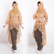 Alia brocade kebaya set with jumbo batik pleated instant skirt combination