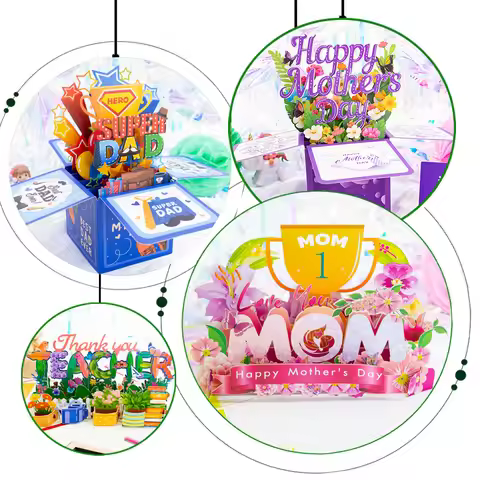 3D Creative Bouquet Gift Card for Mother Father Wife Friends Blessing Card Gift for Mothers Fathers 