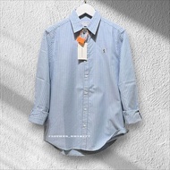 Kemeja Salur GIORDANO Lengan Panjang Premium Kemeja GIORDANO Pria&Wanita