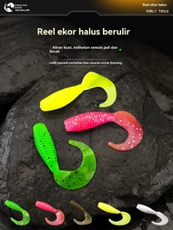 Root Fishing Lure t-Tail Soft Bait Mini Curly Tail Black Pit Soft Worm Threaded Root Fishing Micro B