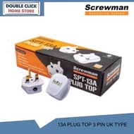 (SIRIM) Screwman 13A Plug Top 3pin UK Type Plug Top