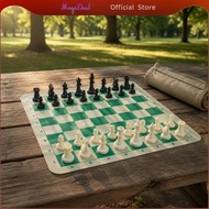 MagiDeal Outdoor Chess Game 51cm Foldable Leather Board Resin Complete Chess Set for Training and Tr