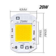 Chip LED COB Đính Hạt Đèn 20W 30W 50W IC Thông Minh Mô Đun 220V 110V Không Cần Trình Điều Khiển Cho