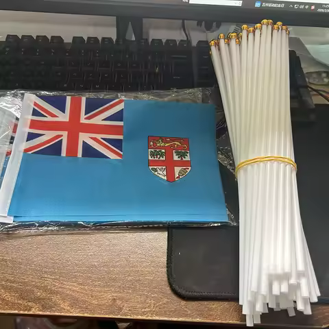 Fiji hand Flag 21*14cm Fiji Hand Waving Flags With plastic pole For Sports Activity Home Decor