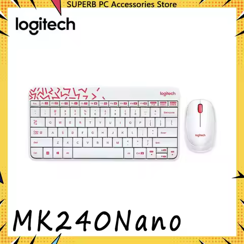Logitech MK240Nano Wireless Office Keyboard Mouse Set Splash-proof Water-resistant Design Laptop Des