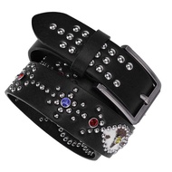 Rivet Belt High-End Men's Belt Inlaid Rhinestone Fashion Punk Unique y2k Belt Male chenx2