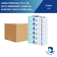 [Carton Deal] Vinda Prestige 3 Ply 4D-Deco Embossed Camellia Scented Toilet Paper Roll (8 Rolls) (Bu