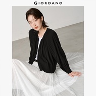 GIORDANO Ladies Jackets Mandarin Collar Pleated Jackets Zip Front Raglan Sleeve Trendy Chic Fashion 