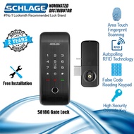 Schlage S818G  Digital Gate Door Lock Fingerprint, Pin Code ,RFID Card, Override Key for gate. BTO G