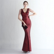 Evening dress womens new banquet Sequin fishtail prom party dress long gown formal birthday dress we