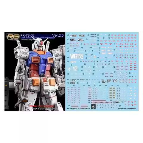 YAN High Definition Fluorescent Water Slide Decals For RG 1/144 RX-78-2 VER 2.0 Model DIY Upgrade Ac