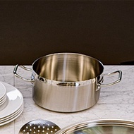 【Sambonet】義大利製 Professionale 不鏽鋼雙耳淺湯鍋28cm-附蓋