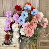 [Ready Stock] 6 Heads Artificial Zinnia Flower Bouquet, Fake Daisy Flowers for Home Wedding Decorati