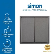 Simon i7 2 Gang 1 Way Grey Series Switch