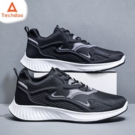 Techdoo Men's Sneakers Running Shoes Men's Black School Shoes Sports Casual Shoes Plain Black MR601