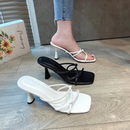 Women's 7 cm high heel sandals with thin straps and knotted knots available in big sizes from 35 to 