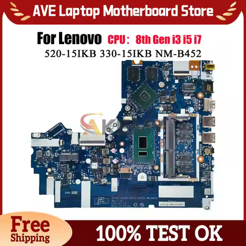 NM-B452 For Lenovo Ideapad 330-15IKB 320-15IKB Laptop Motherboard with i3 i5 i7 CPU MX150 2GB 4GB RA