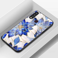 Case For VIVO Y12 Y15 Y17 Y12i Y3 Y3s 2020 Blue Flower Phone Silicone Glass Shell