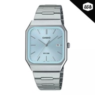[Watchspree] Casio Men's Analog Square Dial Stainless Steel Band Watch MTPB185D-2A2 MTP-B185D-2A2