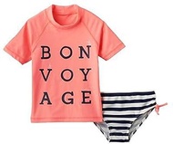 Osh Kosh B'Gosh Little Girls Bon Voyage 2pc Rashguard Swim Set, Coral, 3T