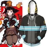 Enen no Shouboutai Anime Fire Force Hooded Firesoldier Zipper Jacket Cosplay Costume Firefighter Uni