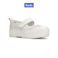 KEDS รองเท้าผ้าใบ แบบสวม รุ่น KEDS MARY JANE PERF LEATHER สีขาว ( KW-MARYJ-8-110 )