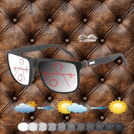 TR90 Full-Frame Square Glasses with Black Frame – Photochromic Progressive Multifocal Reading Glasse