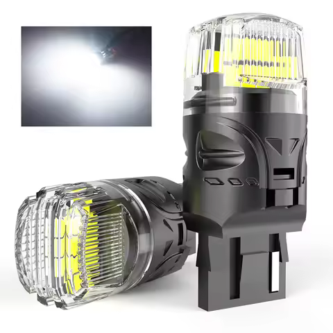 2pcs T20 7440 7440NA Car Diode Backup Bulb Auto DRL Reverse Light W21W WY21W 7505 LED White Super Br