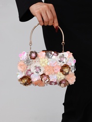 GFS store New Dinner Bag Fashion Womens Handmade Flower Beaded Bag Banquet Wedding Party Bag Three-d