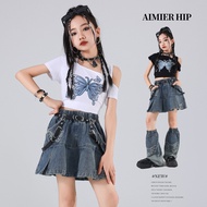 Girls' Jazz Dance Costume Street Style Outfit Hip-Hop Dance Top Children's Street Dance Trendy Outfi