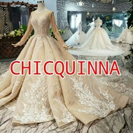 pre order gaun pengantin wedding dress long hand impor