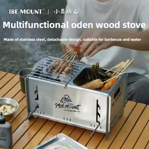 ISE MOUNT Outdoor Cooking Firewood Stove Camping Portable Multifunctional Stainless Steel Removable 