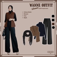 4-in-1 Suit { Vest + Cuff + Culottes + Hijab } One Set Korean Style | Current Fashion_SR146