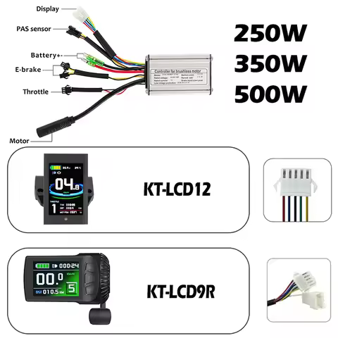 Electric Bike Display KT-LCD12 LCD9R 24V 36V 48V Connection SM Plug Ebike Intelligent Meter for KT C