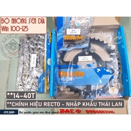 [HCM] Win 100 Win 125 chain sprocket set (14-40T / Genuine Recto Imported from Thailand)