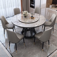 [🔥Free Delivery🚚🔥]Marble Dining Table Sintered Stone Table  Dining Table Set w Chair with Turntable Scratch Resistant High Temperature dining table set stain and wear resistant