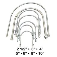 Galvanized U Bolt c/with 2 Nut 2 1/2” 3” 4” 5”’6”’8” 10” Big Size U-Bolt for Pipe U Clamp with nut