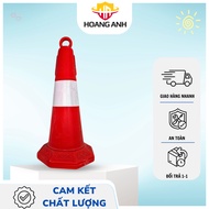 Reflective Nhat Quang plastic cones in sizes 55,65,75cm help divide traffic threads to warn of dange