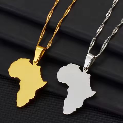 Anniyo 2.4cm Africa Map Pendant Necklaces Women Girls African Maps Fine Design Jewelry Nigeria,Congo