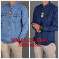 KEMEJA CAVERO Men's Jumbo Shirt BIG Size Long Sleeve Denim Shirt M.XL.4XL